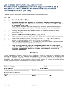LOS ANGELES COMMUNITY COLLEGE DISTRICT NONRESIDENT TUITION EXEMPTION REQUEST FORM E-86-1