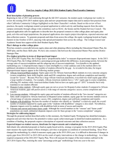 West Los Angeles College 2015-2016 Student Equity Plan Executive Summary