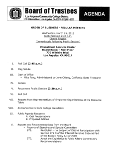 AGENDA Los Angeles Community College District (Immediately Following Public Session)
