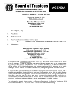 Board of Trustees AGENDA Los Angeles Community College District  770 Wilshire Blvd., Los Angeles, CA 90017 (213) 891­2000 