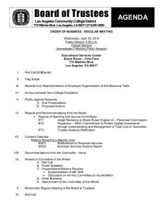 Board of Trustees AGENDA Los Angeles Community College District  770 Wilshire Blvd., Los Angeles, CA 90017 (213) 891­2000 