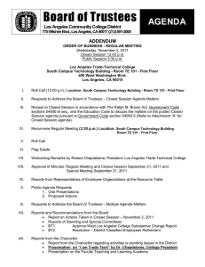 Board of Trustees AGENDA Los Angeles Community College District  ADDENDUM 