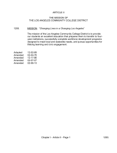 ARTICLE II  THE MISSION OF THE LOS ANGELES COMMUNITY COLLEGE DISTRICT