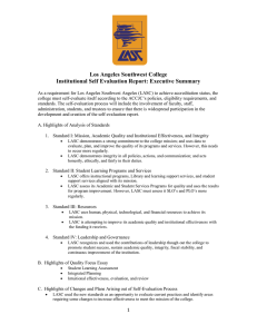 Los Angeles Southwest College Institutional Self Evaluation Report: Executive Summary