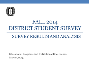 FALL 2014 DISTRICT STUDENT SURVEY SURVEY RESULTS AND ANALYSIS