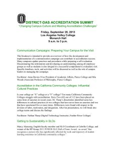 DISTRICT­DAS ACCREDITATION SUMMIT   Communication Campaigns: Preparing Your Campus for the Visit  Friday, September 20, 2013 