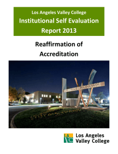 Institutional Self Evaluation Report 2013 Reaffirmation of Accreditation
