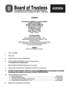 ADDENDUM LOS ANGELES COMMUNITY COLLEGE DISTRICT BOARD OF TRUSTEES STUDENT AFFAIRS COMMITTEE