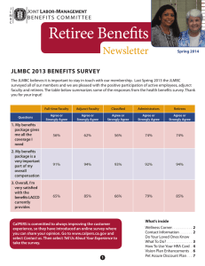 Retiree Benefits  Newsletter JLMBC 2013 BENEFITS SURVEY