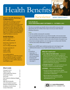 Health Benefits Newsletter Attend a Benefits Workshop or CalPERS Webinar