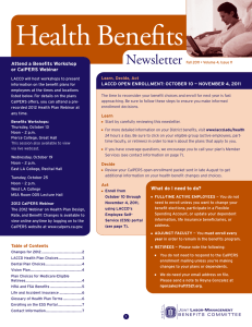 Health Benefits Newsletter JLMBC Attend a Benefits Workshop