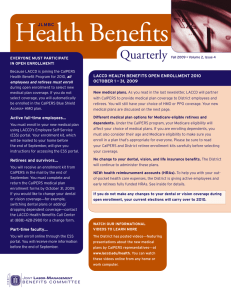 Health Benefits Quarterly JLMBC LACCD HEALTH BENEFITS OPEN ENROLLMENT 2010