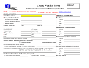 Create Vendor Form * Send this form to: ADDRESS INFORMATION