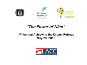 “The Power of Nine” 4 Annual Achieving the Dream Retreat May 29, 2015