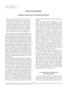 FROM THE EDITORS CLIMATE CHANGE AND MANAGEMENT