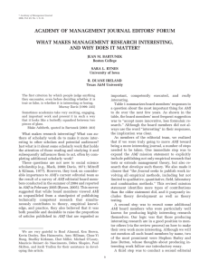 ACADEMY OF MANAGEMENT JOURNAL EDITORS’ FORUM WHAT MAKES MANAGEMENT RESEARCH INTERESTING,