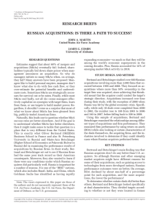 RESEARCH BRIEFS RUSSIAN ACQUISITIONS: IS THERE A PATH TO SUCCESS?
