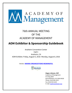 AOM Exhibitor &amp; Sponsorship Guidebook  76th ANNUAL MEETING OF THE