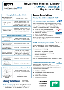 Royal Free Medical Library TRAINING TIMETABLE  May to June 2016