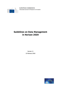 Guidelines on Data Management in Horizon 2020  EUROPEAN COMMISSION