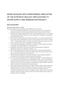 WORK PACKAGE (WP) 6 RESPONSIBLE INNOVATION WATER SUPPLY AND REMEDIATION PROJECT