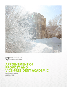 APPOINTMENT OF PROVOST AND VICE-PRESIDENT ACADEMIC INFORMATION FOR