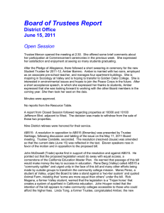 Board of Trustees Report District Office June 15, 2011