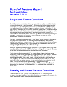 Board of Trustees Report Budget and Finance Committee  Southwest College
