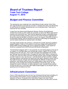 Board of Trustees Report  Budget and Finance Committee Trade Tech College