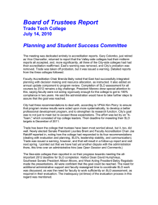 Board of Trustees Report  Planning and Student Success Committee Trade Tech College