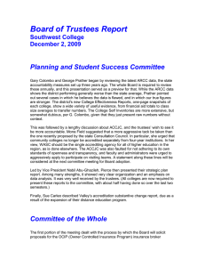 Board of Trustees Report  Planning and Student Success Committee Southwest College