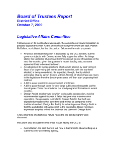 Board of Trustees Report Legislative Affairs Committee District Office October 7, 2009