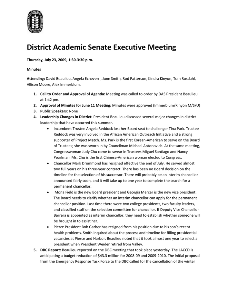 District Academic Senate Executive Meeting