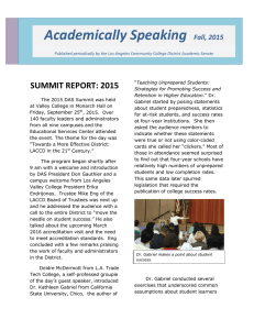 Academically Speaking SUMMIT REPORT: 2015  Fall, 2015