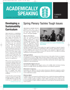 ACADEMICALLY SPEAKING Spring Plenary Tackles Tough Issues Developing a