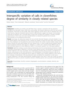 Interspecific variation of calls in clownfishes: Open Access