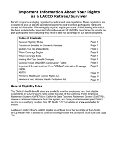 Important Information About Your Rights as a LACCD Retiree/Survivor