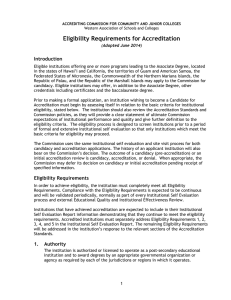 Eligibility Requirements for Accreditation  Introduction