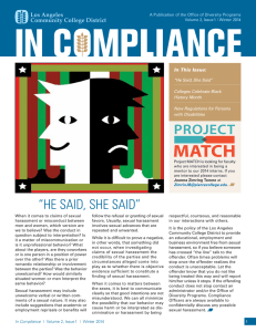 Los Angeles Community College District In This Issue: “He Said, She Said”