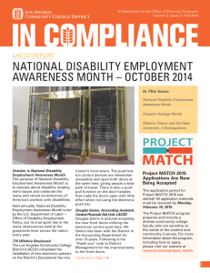 IN COMPLIANCE NATIONAL DISABILITY EMPLOYMENT AWARENESS MONTH – OCTOBER 2014 LACCD REPORT