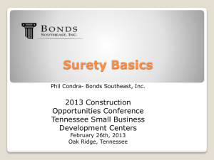 Surety Basics 2013 Construction Opportunities Conference Tennessee Small Business