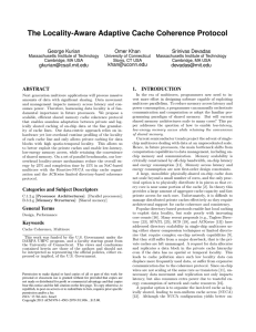 The Locality-Aware Adaptive Cache Coherence Protocol George Kurian Omer Khan Srinivas Devadas