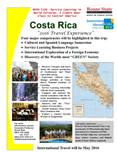 Costa Rica  “2016 Travel Experience”