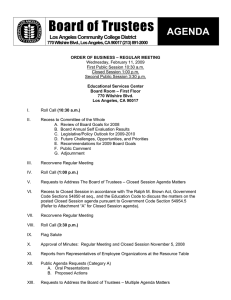 Board of Trustees AGENDA  Los Angeles Community College District