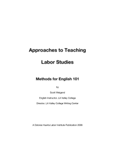 Approaches to Teaching Labor Studies Methods for English 101
