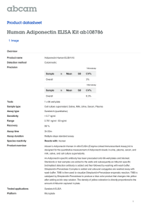 Human Adiponectin ELISA Kit ab108786 Product datasheet 1 Image Overview