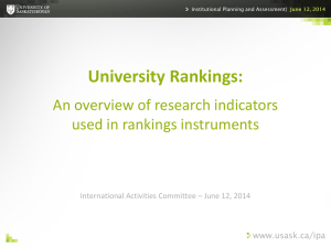 University Rankings: An overview of research indicators used in rankings instruments