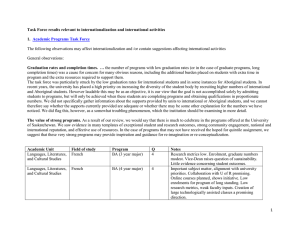 The following observations may affect internationalization and /or contain suggestions... Task Force results relevant to internationalization and international activities 1.