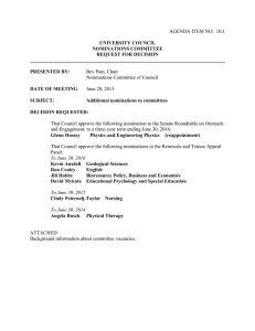 AGENDA ITEM NO:  10.1 Bev Pain, Chair Nominations Committee of Council