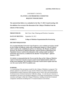 UNIVERSITY COUNCIL AGENDA ITEM NO: 8.1 PLANNING AND PRIORITIES COMMITTEE